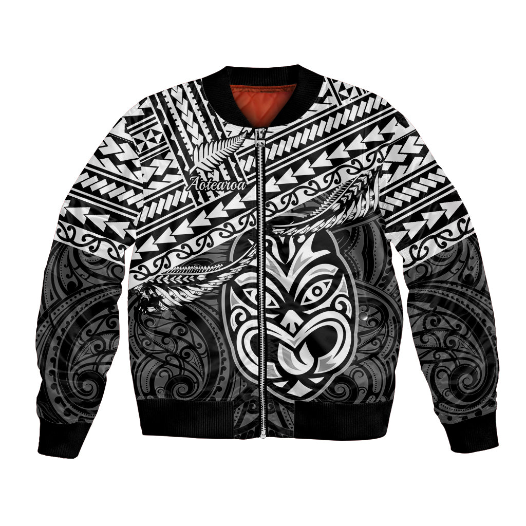 Matariki New Zealand Bomber Jacket Maori New Year Tiki Black Version LT14 Unisex Black - Polynesian Pride