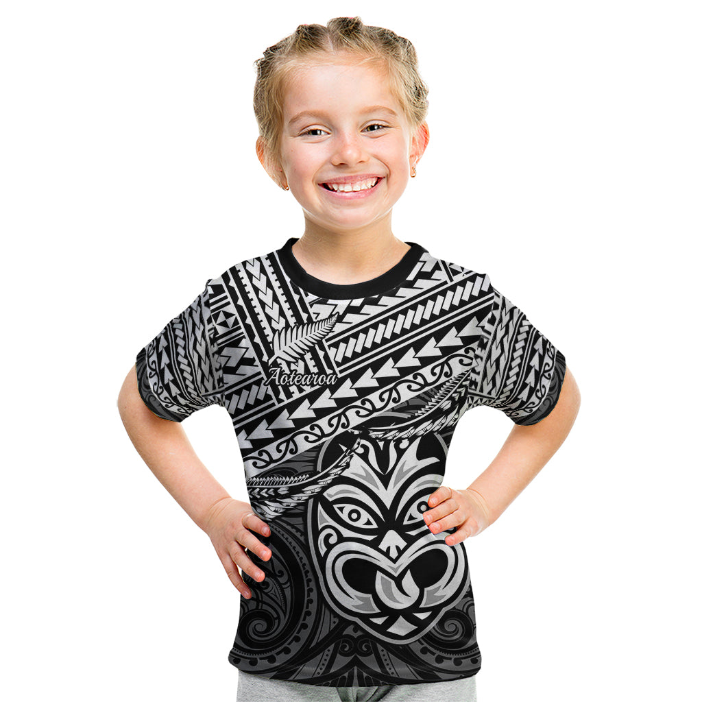 Matariki New Zealand Kid T Shirt Maori New Year Tiki Black Version LT14 Black - Polynesian Pride