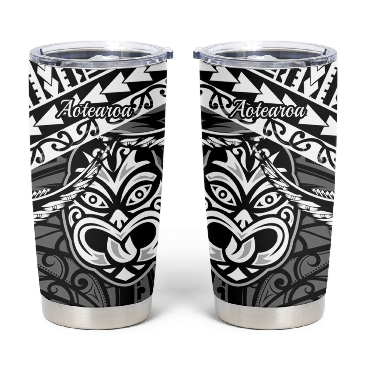Matariki New Zealand Tumbler Cup Maori New Year Tiki Black Version LT14 Black - Polynesian Pride