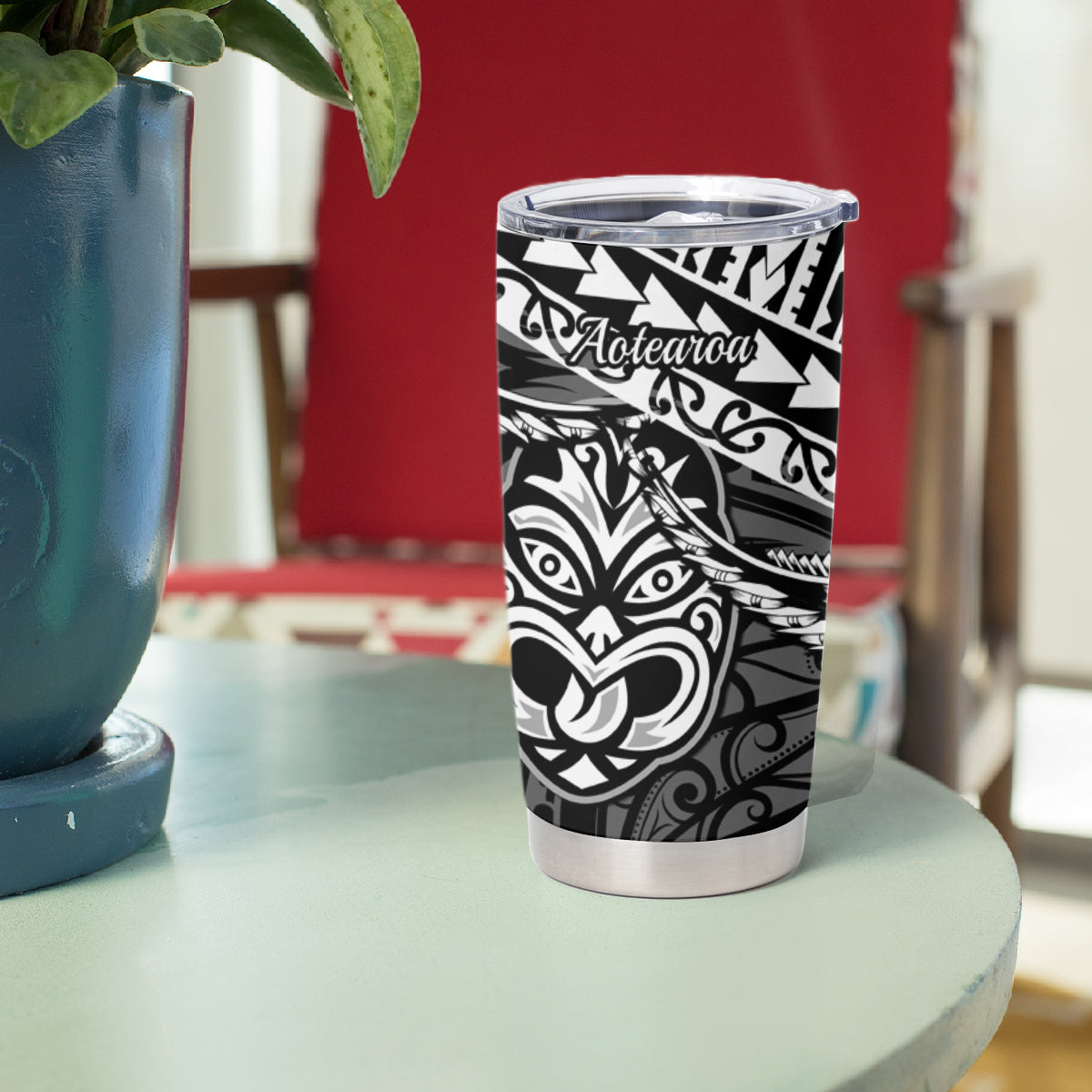 Matariki New Zealand Tumbler Cup Maori New Year Tiki Black Version LT14 - Polynesian Pride