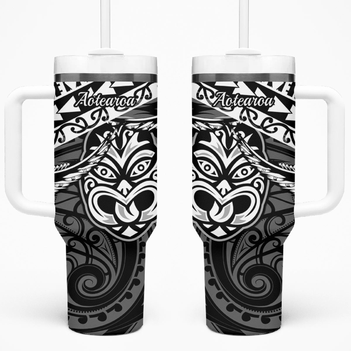 Matariki New Zealand Tumbler With Handle Maori New Year Tiki Black Version LT14 One Size: 40 oz Black - Polynesian Pride