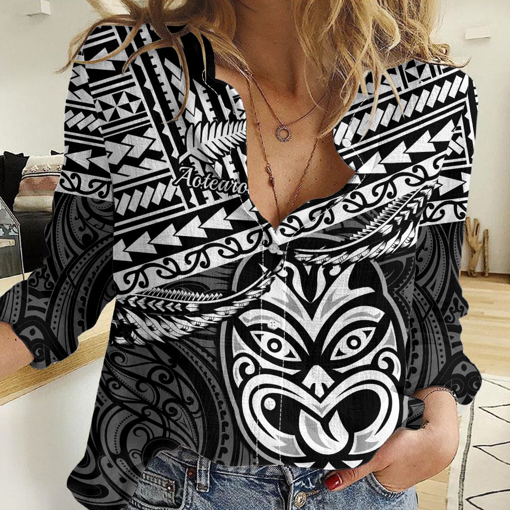 Matariki New Zealand Women Casual Shirt Maori New Year Tiki Black Version LT14