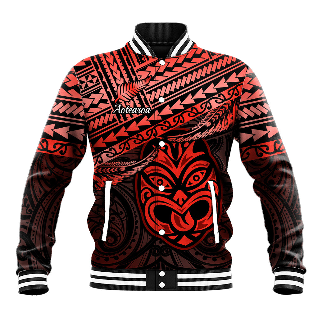 Matariki New Zealand Baseball Jacket Maori New Year Tiki Red Version LT14 Unisex Red - Polynesian Pride