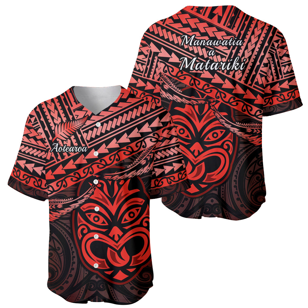 Matariki New Zealand Baseball Jersey Maori New Year Tiki Red Version LT14 - Polynesian Pride