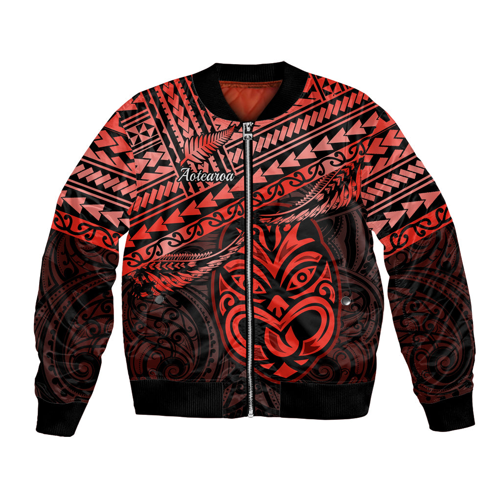 Matariki New Zealand Bomber Jacket Maori New Year Tiki Red Version LT14