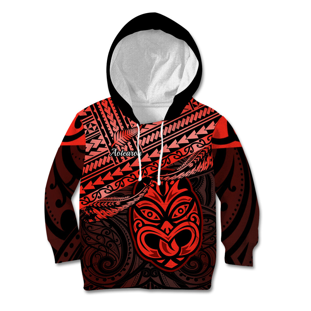 Matariki New Zealand Kid Hoodie Maori New Year Tiki Red Version LT14