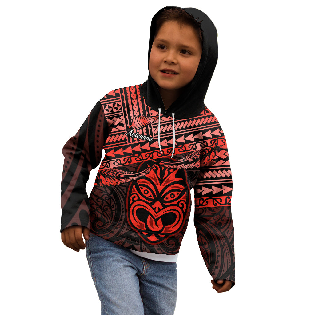 Matariki New Zealand Kid Hoodie Maori New Year Tiki Red Version LT14 - Polynesian Pride