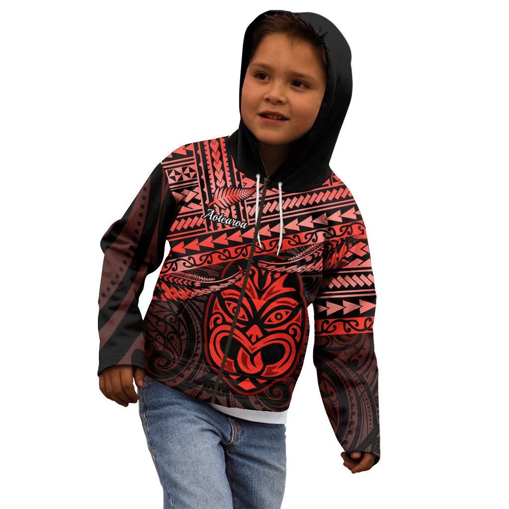 Matariki New Zealand Kid Hoodie Maori New Year Tiki Red Version LT14 - Polynesian Pride