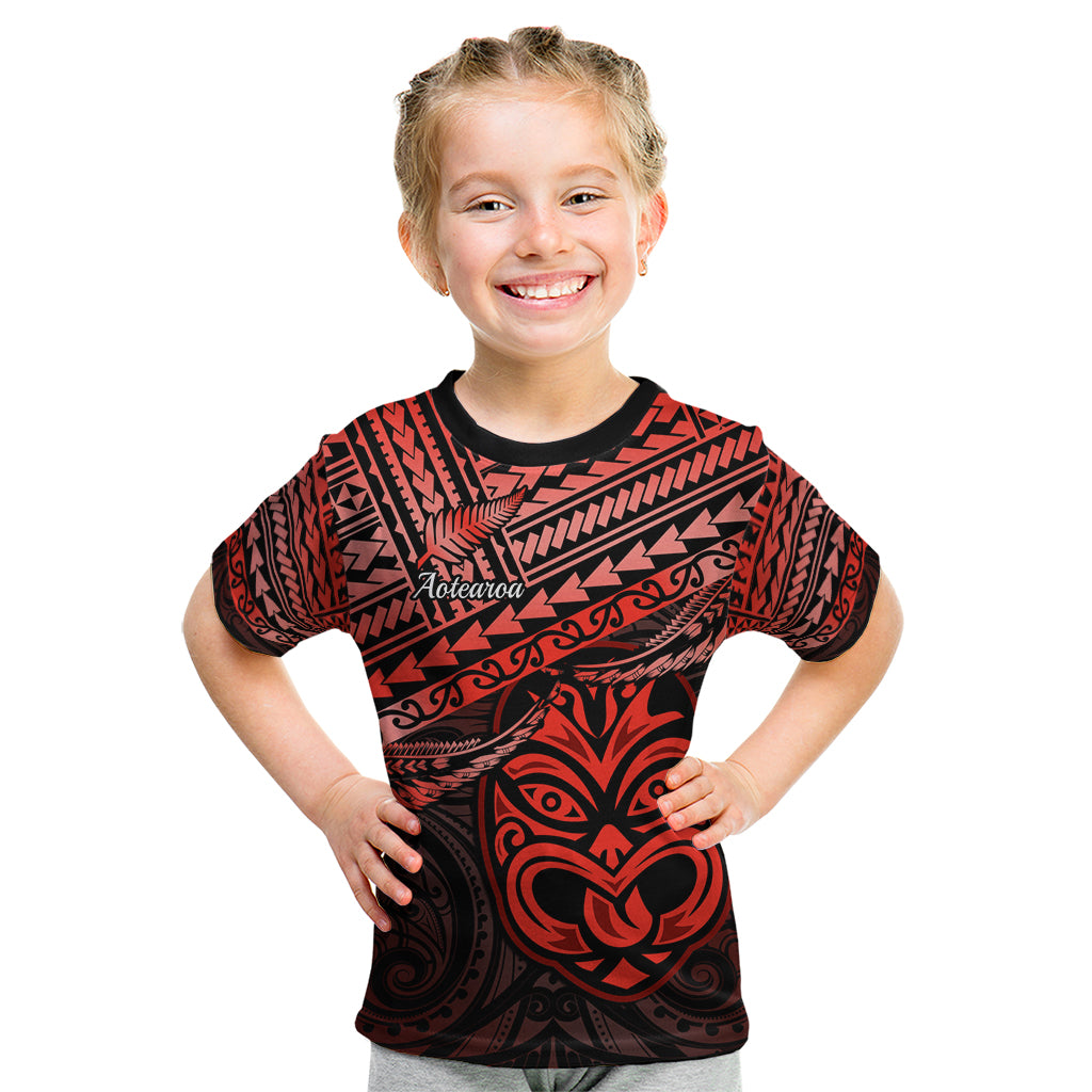 Matariki New Zealand Kid T Shirt Maori New Year Tiki Red Version LT14 Red - Polynesian Pride