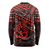 Matariki New Zealand Long Sleeve Shirt Maori New Year Tiki Red Version LT14 - Polynesian Pride