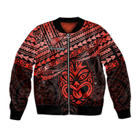 Matariki New Zealand Sleeve Zip Bomber Jacket Maori New Year Tiki Red Version LT14 Unisex Red - Polynesian Pride
