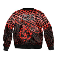 Matariki New Zealand Sleeve Zip Bomber Jacket Maori New Year Tiki Red Version LT14 - Polynesian Pride