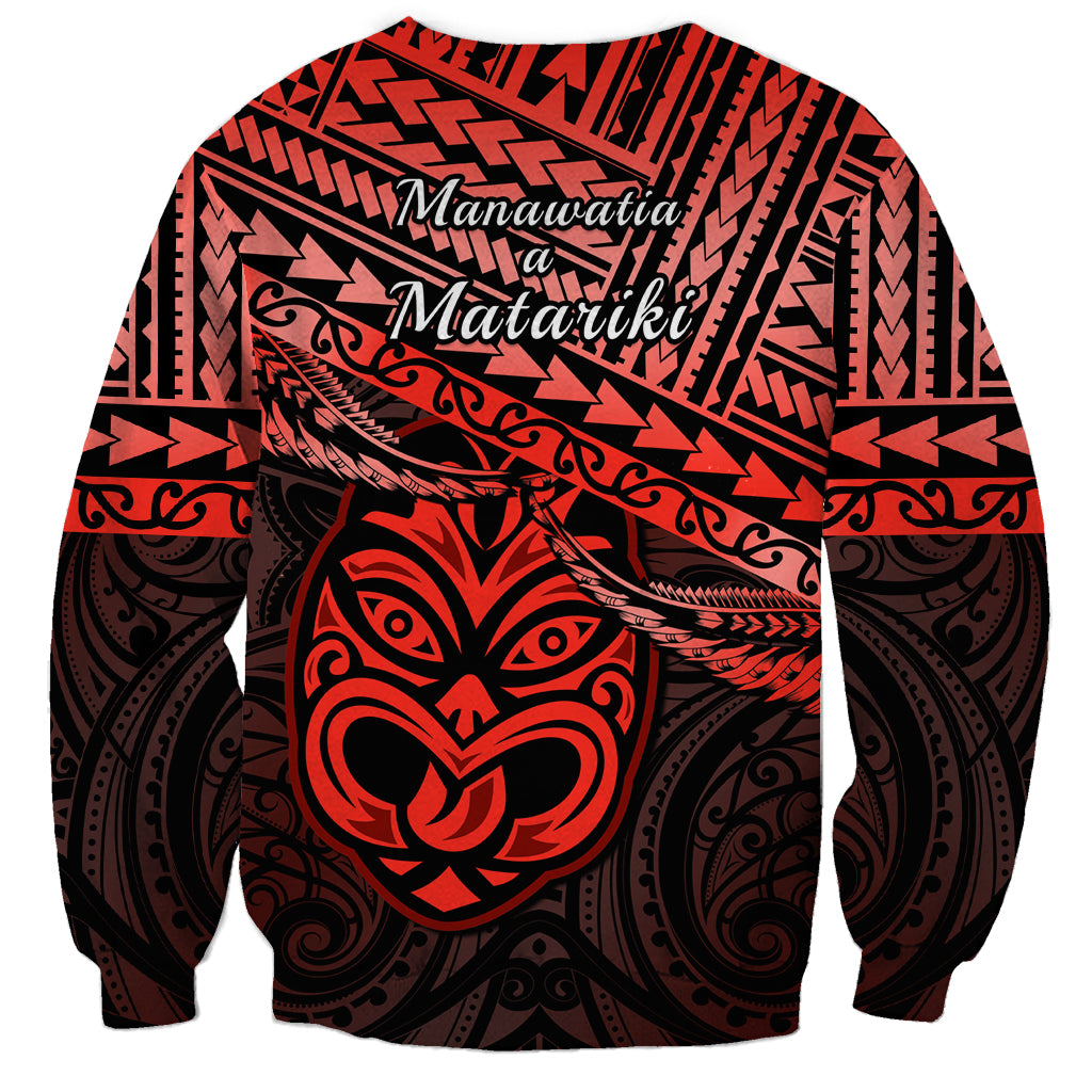 Matariki New Zealand Sweatshirt Maori New Year Tiki Red Version LT14 - Polynesian Pride