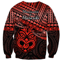 Matariki New Zealand Sweatshirt Maori New Year Tiki Red Version LT14 - Polynesian Pride