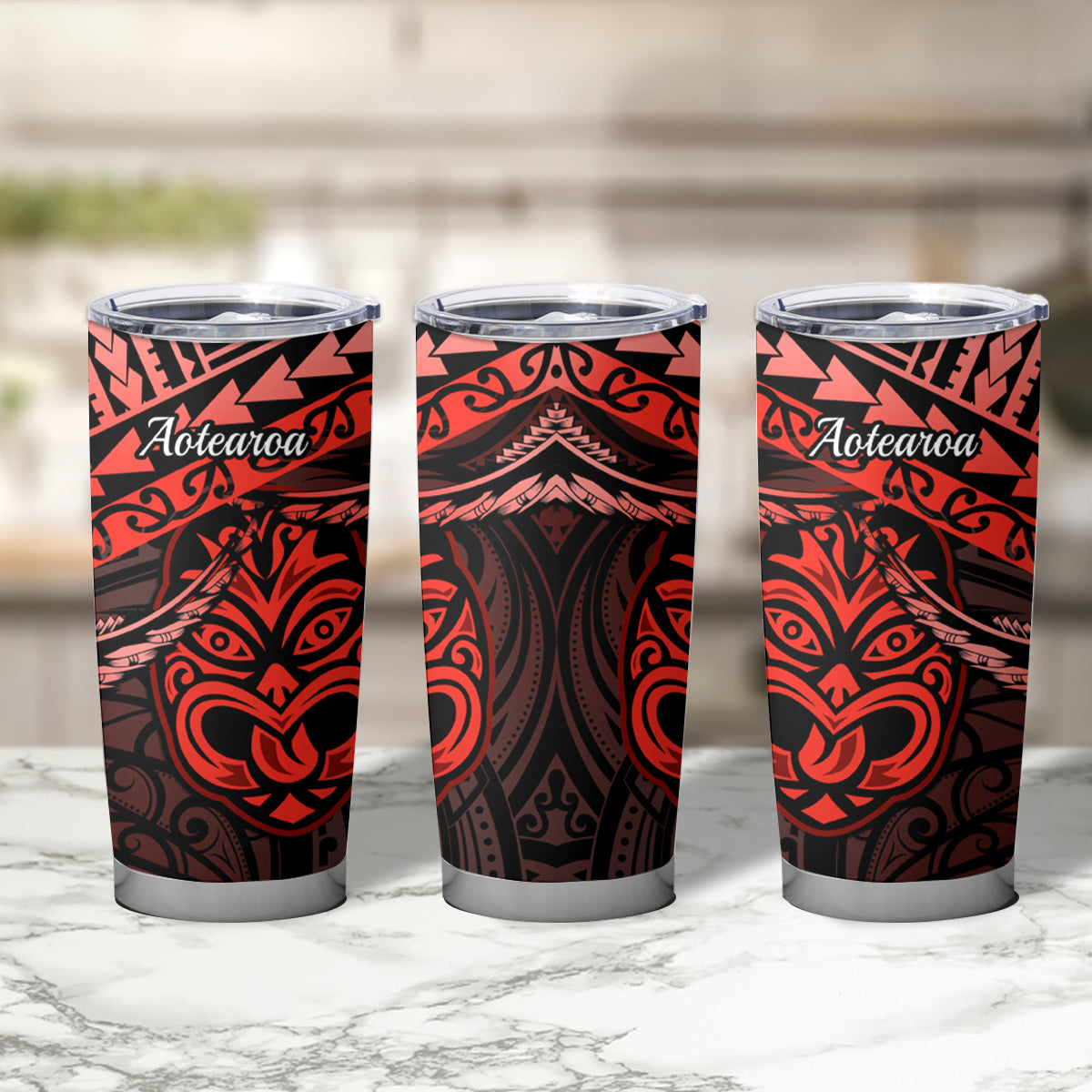 Matariki New Zealand Tumbler Cup Maori New Year Tiki Red Version LT14 - Polynesian Pride