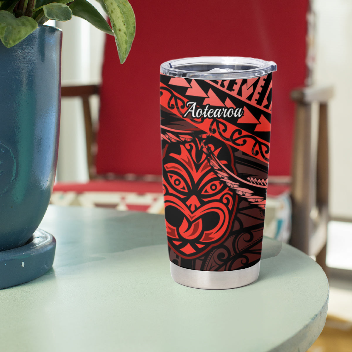 Matariki New Zealand Tumbler Cup Maori New Year Tiki Red Version LT14 - Polynesian Pride