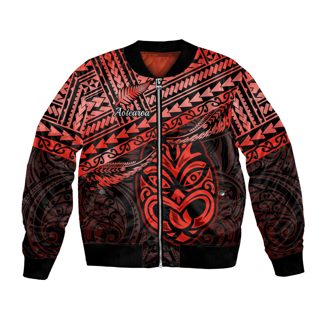 Personalised Matariki New Zealand Bomber Jacket Maori New Year Tiki Red Version LT14