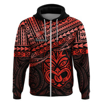 Custom Matariki New Zealand Hoodie Maori New Year Tiki Red Version LT14 Zip Hoodie Red - Polynesian Pride
