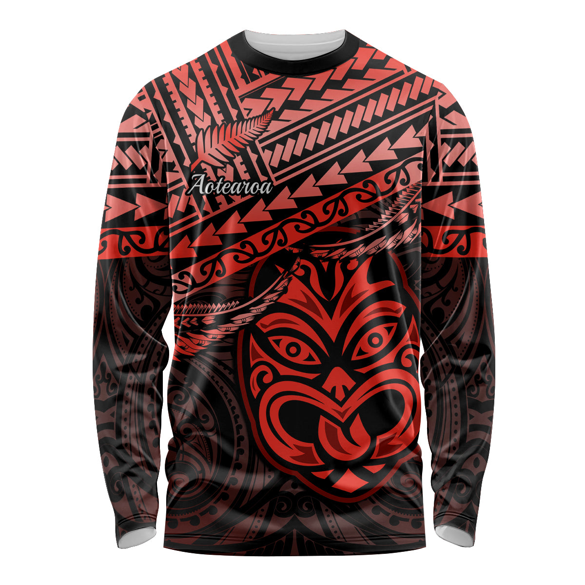 Personalised Matariki New Zealand Long Sleeve Shirt Maori New Year Tiki Red Version LT14