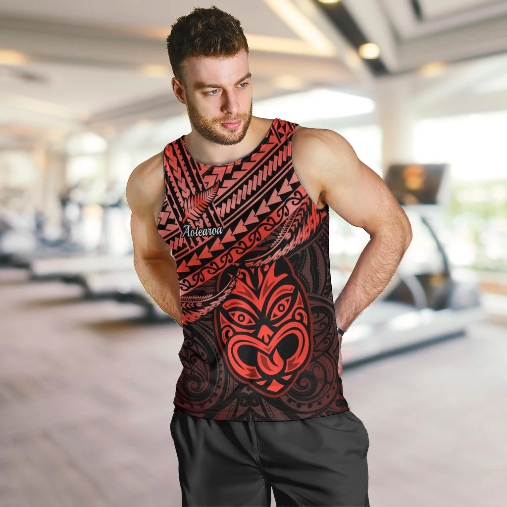 Personalised Matariki New Zealand Men Tank Top Maori New Year Tiki Red Version LT14