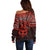 Personalised Matariki New Zealand Off Shoulder Sweater Maori New Year Tiki Red Version LT14