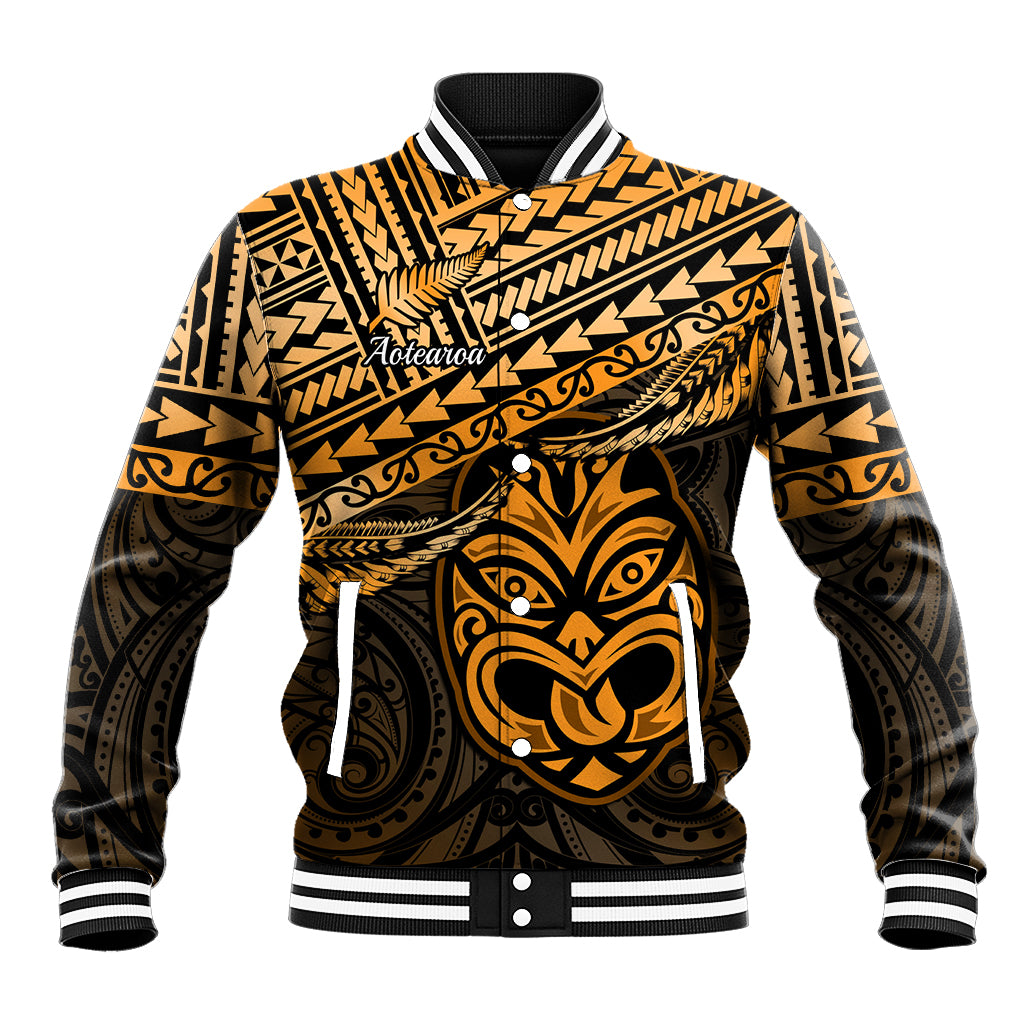 Matariki New Zealand Baseball Jacket Maori New Year Tiki Gold Version LT14 Unisex Gold - Polynesian Pride
