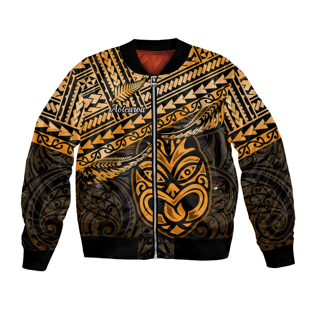 Matariki New Zealand Bomber Jacket Maori New Year Tiki Gold Version LT14 Unisex Gold - Polynesian Pride