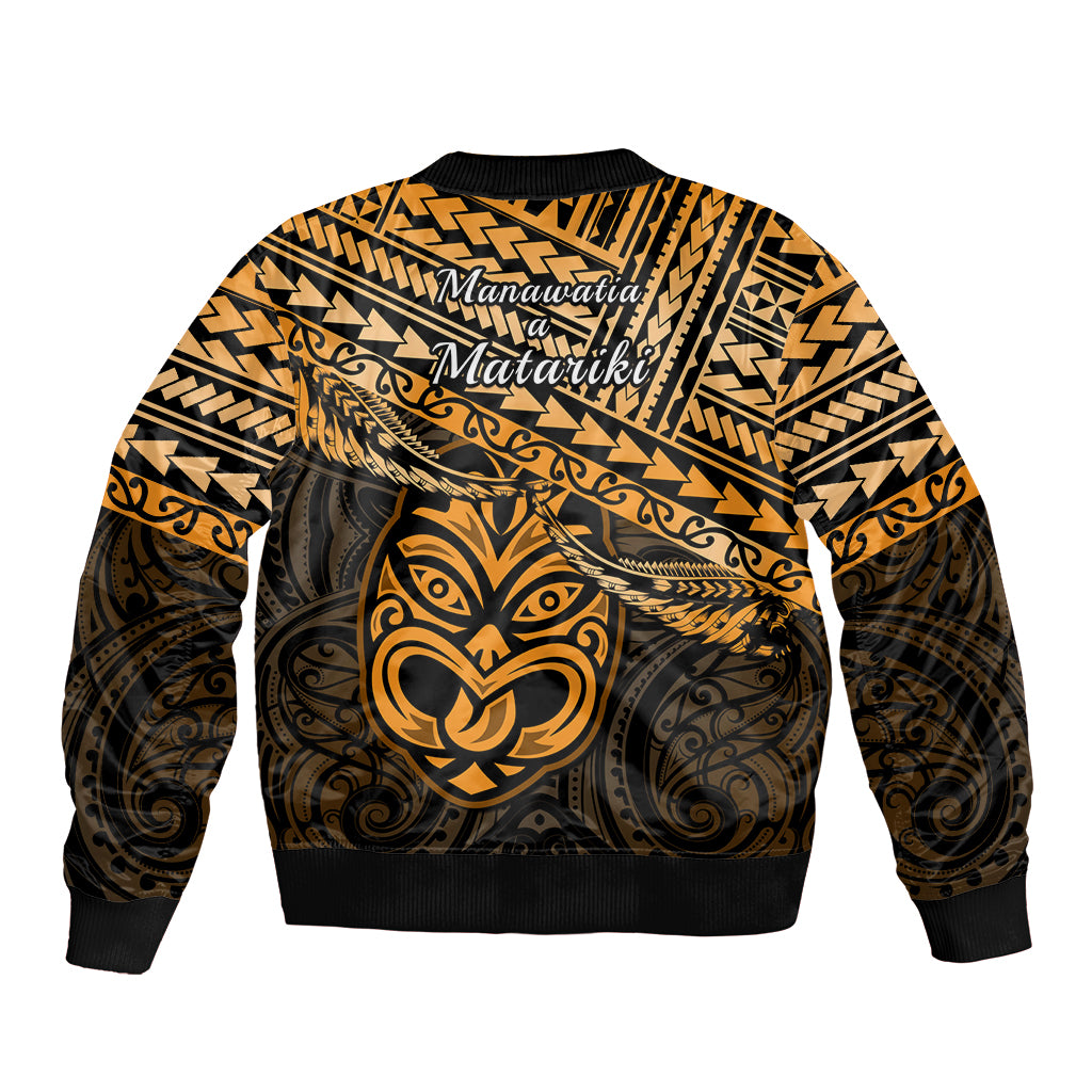 Matariki New Zealand Bomber Jacket Maori New Year Tiki Gold Version LT14 - Polynesian Pride