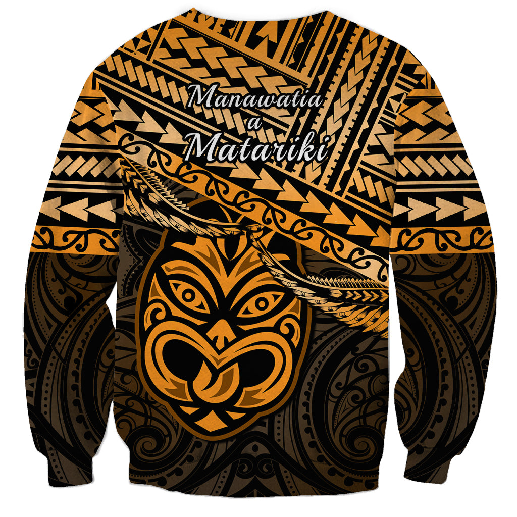 Matariki New Zealand Sweatshirt Maori New Year Tiki Gold Version LT14 - Polynesian Pride