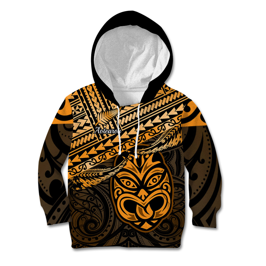 Personalised Matariki New Zealand Kid Hoodie Maori New Year Tiki Gold Version LT14 Hoodie Gold - Polynesian Pride