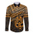 Personalised Matariki New Zealand Long Sleeve Button Shirt Maori New Year Tiki Gold Version LT14