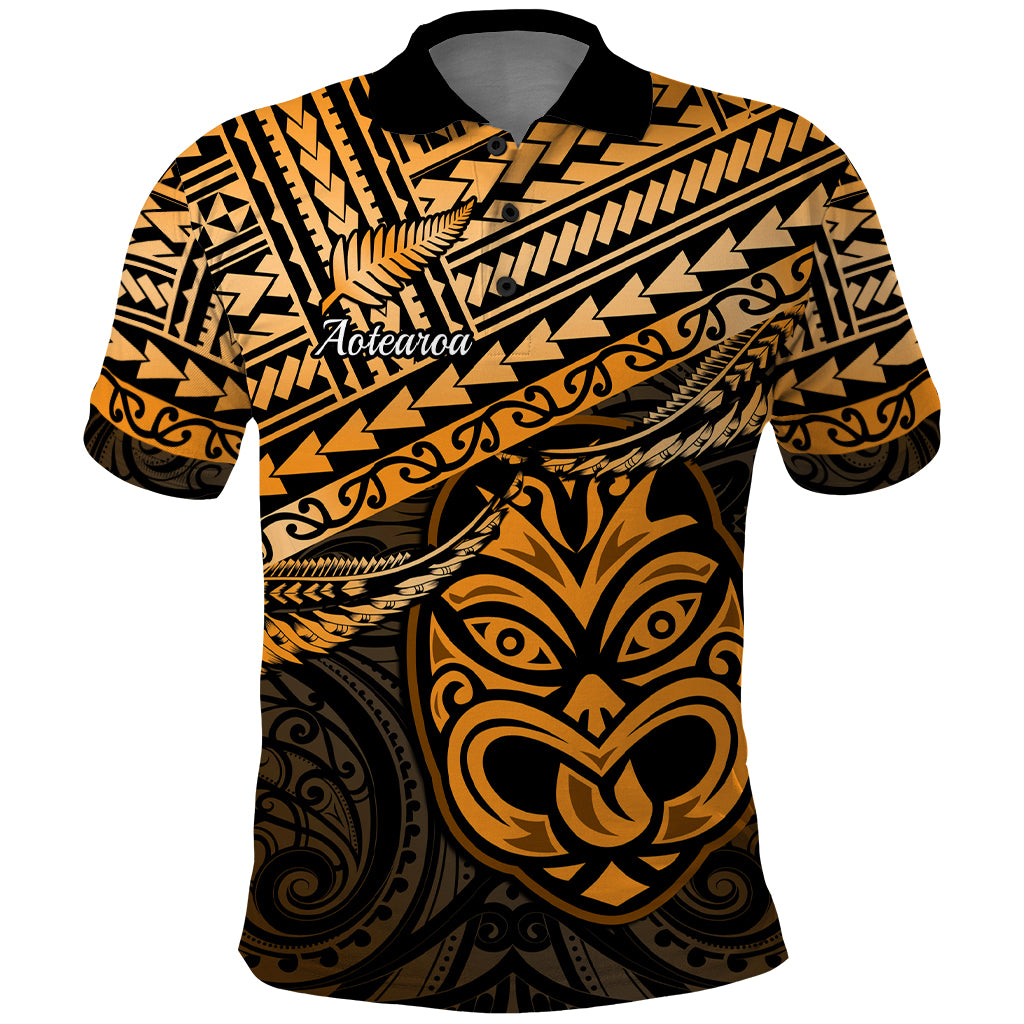 Custom Matariki New Zealand Polo Shirt Maori New Year Tiki Gold Version LT14 Gold - Polynesian Pride