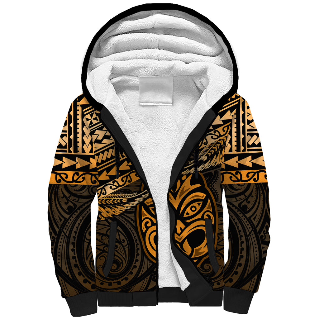 Personalised Matariki New Zealand Sherpa Hoodie Maori New Year Tiki Gold Version LT14