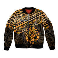 Personalised Matariki New Zealand Sleeve Zip Bomber Jacket Maori New Year Tiki Gold Version LT14 Unisex Gold - Polynesian Pride