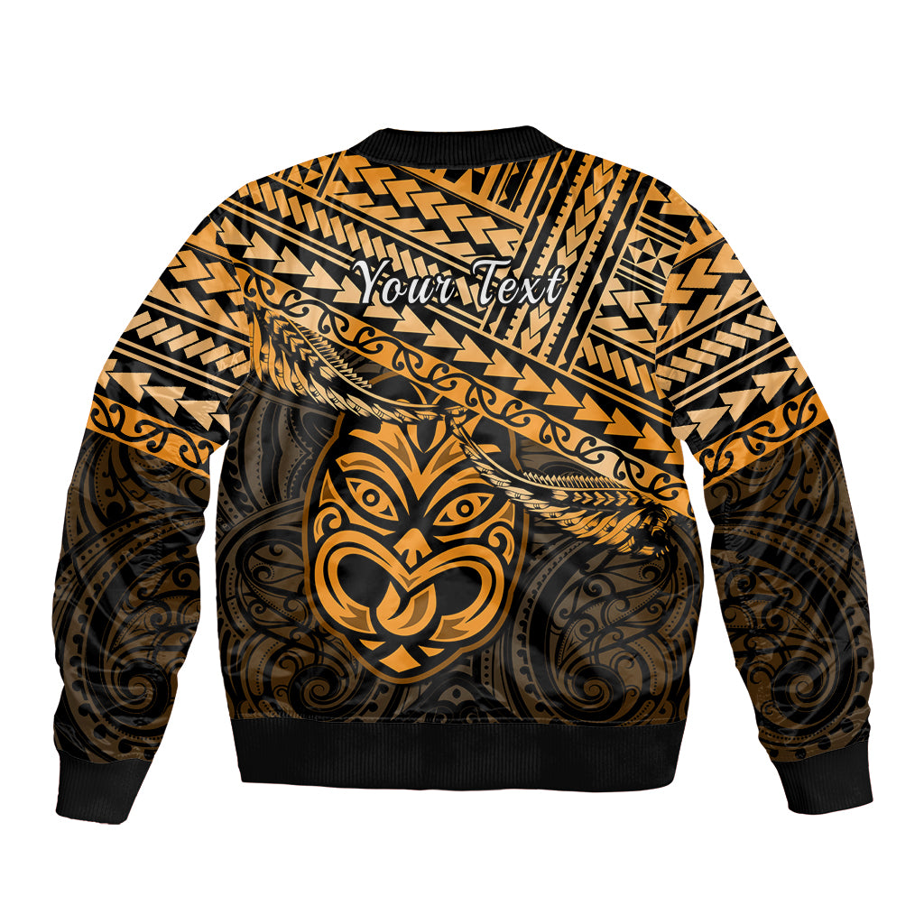 Personalised Matariki New Zealand Sleeve Zip Bomber Jacket Maori New Year Tiki Gold Version LT14 - Polynesian Pride