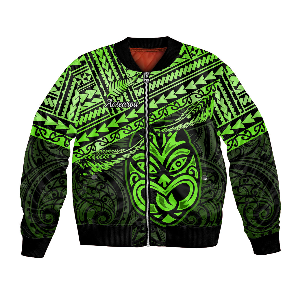 Matariki New Zealand Bomber Jacket Maori New Year Tiki Green Version LT14