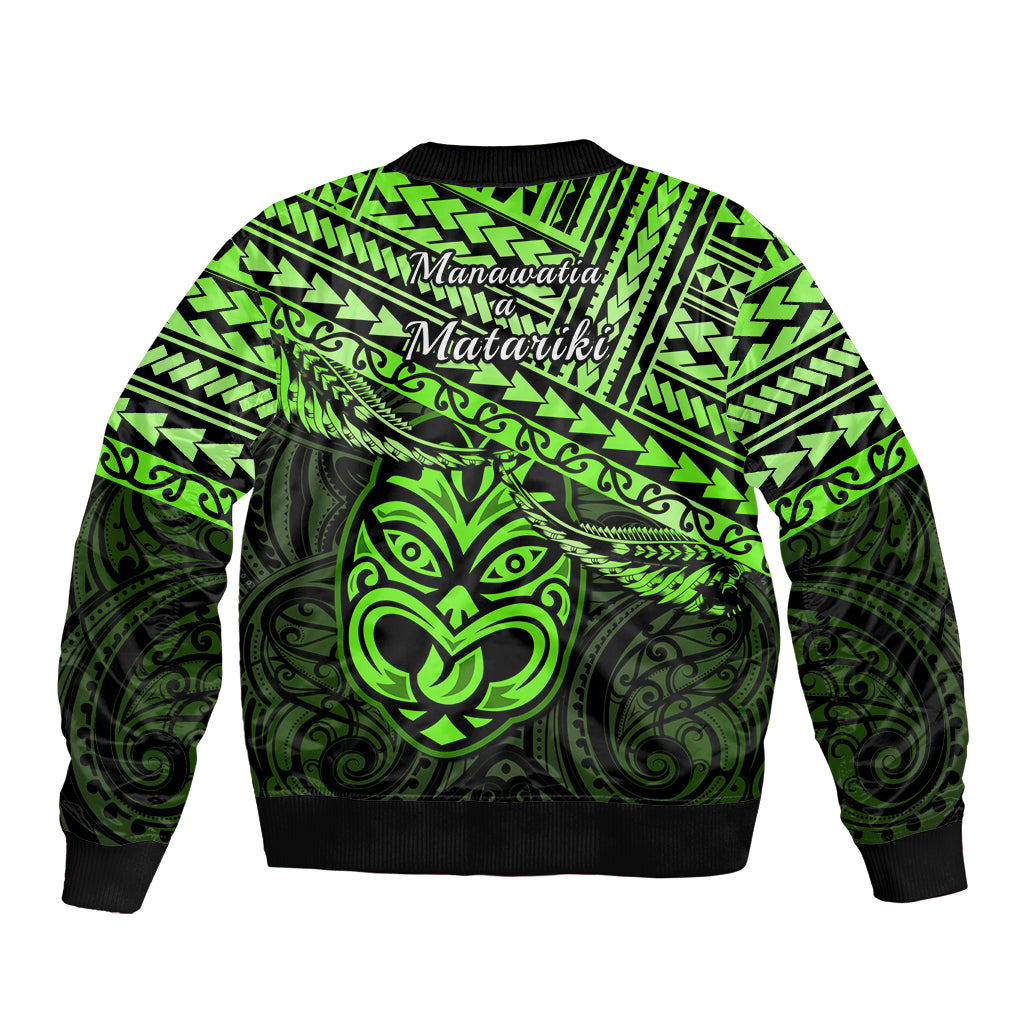 Matariki New Zealand Bomber Jacket Maori New Year Tiki Green Version LT14 - Polynesian Pride