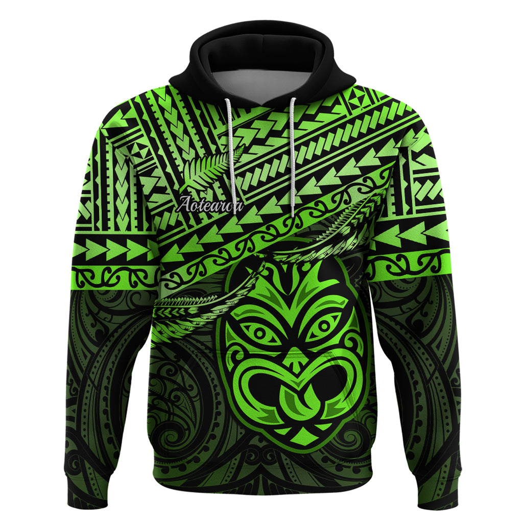 Matariki New Zealand Hoodie Maori New Year Tiki Green Version LT14 Pullover Hoodie Green - Polynesian Pride