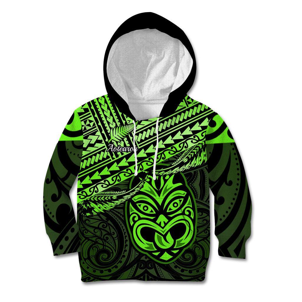 Matariki New Zealand Kid Hoodie Maori New Year Tiki Green Version LT14 Hoodie Green - Polynesian Pride