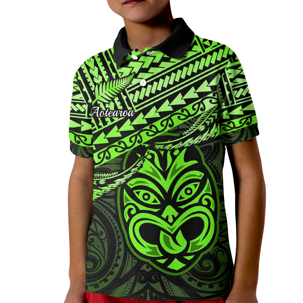 Matariki New Zealand Kid Polo Shirt Maori New Year Tiki Green Version LT14