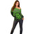 Matariki New Zealand Off Shoulder Sweater Maori New Year Tiki Green Version LT14