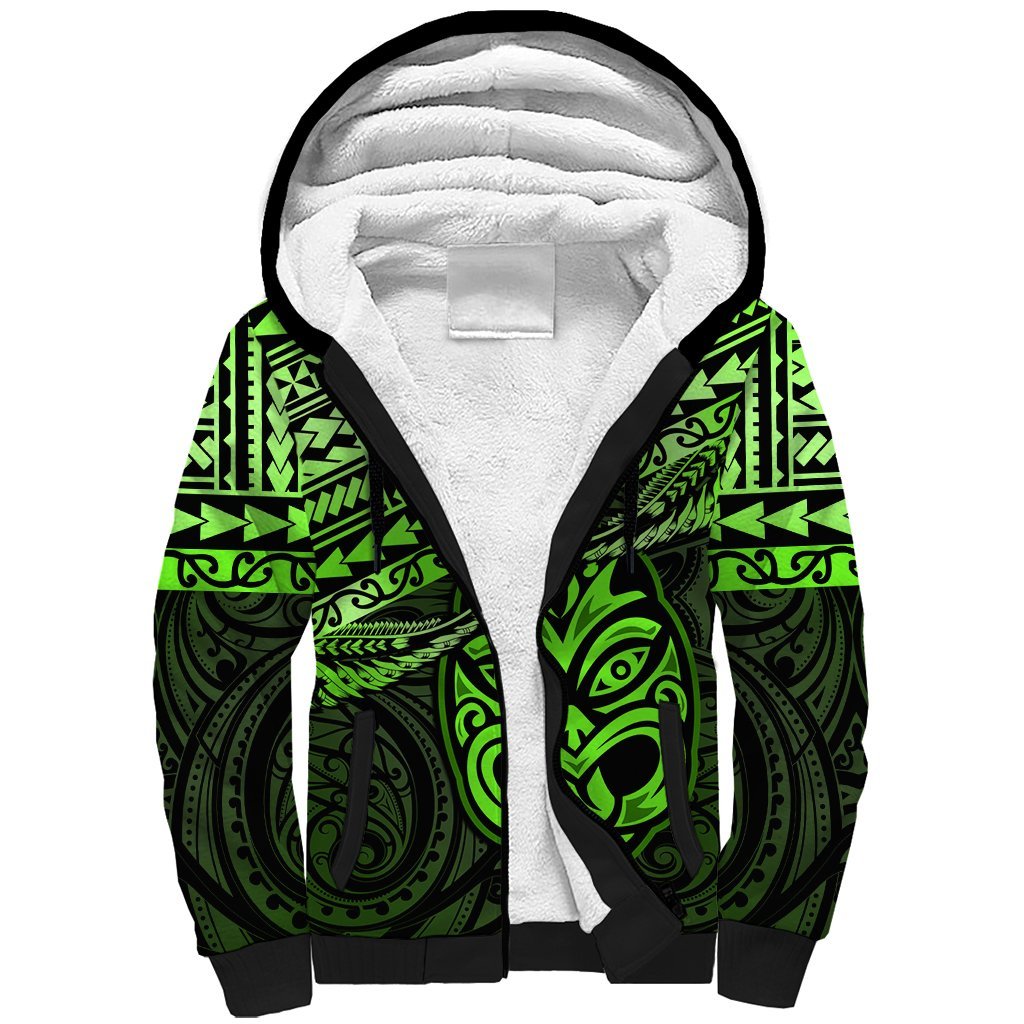 Matariki New Zealand Sherpa Hoodie Maori New Year Tiki Green Version LT14 Unisex Green - Polynesian Pride
