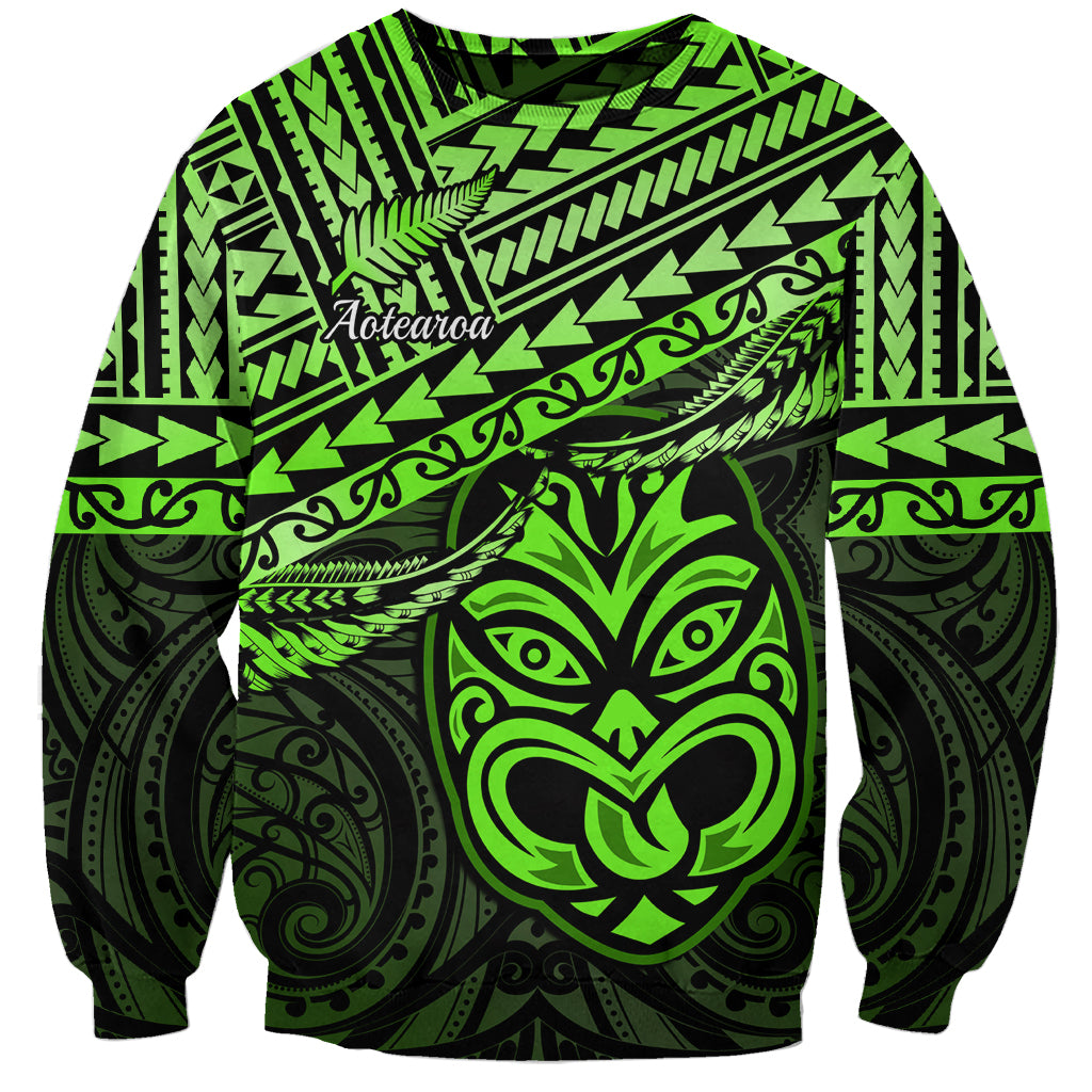Matariki New Zealand Sweatshirt Maori New Year Tiki Green Version LT14 Unisex Green - Polynesian Pride