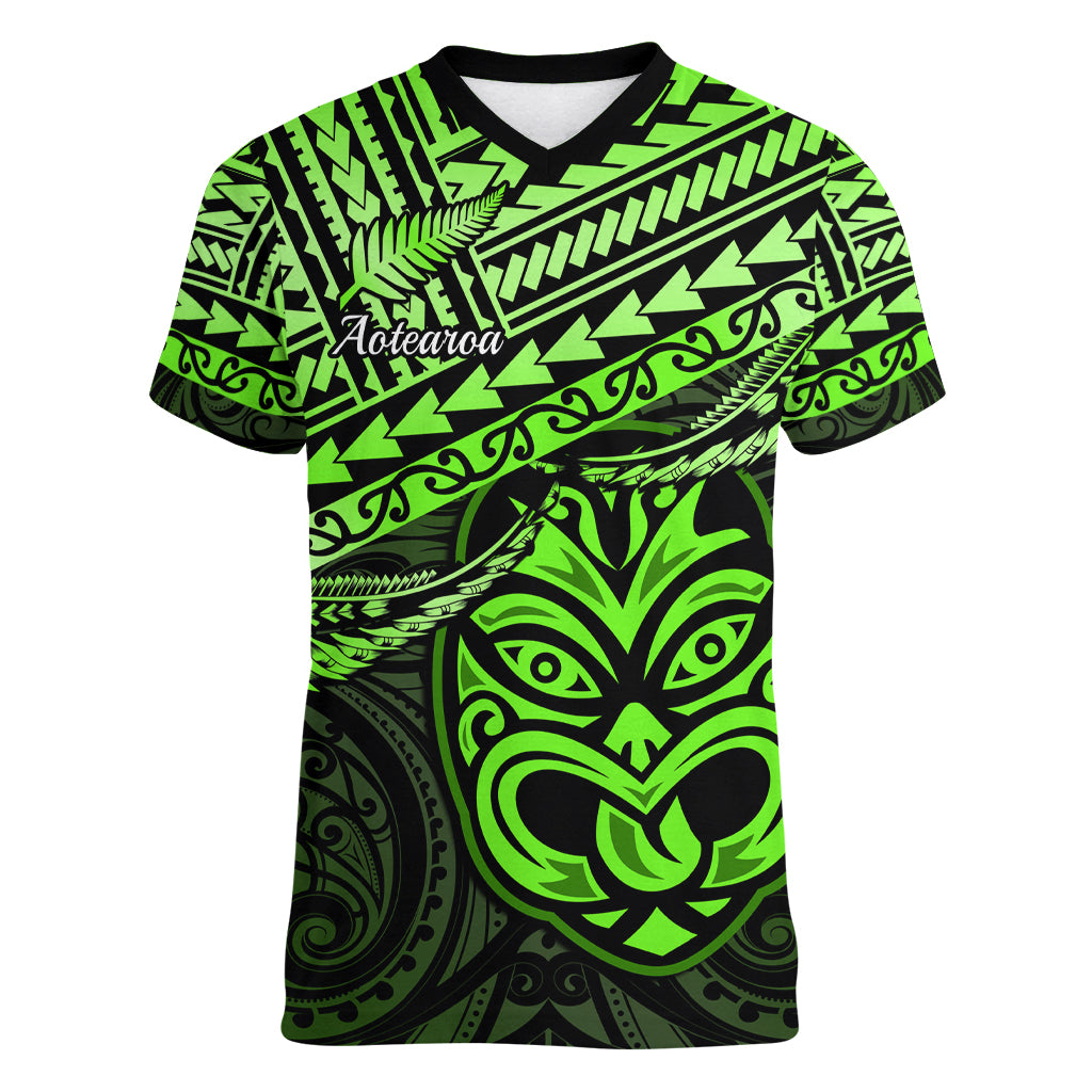 Matariki New Zealand Women V Neck T Shirt Maori New Year Tiki Green Version LT14