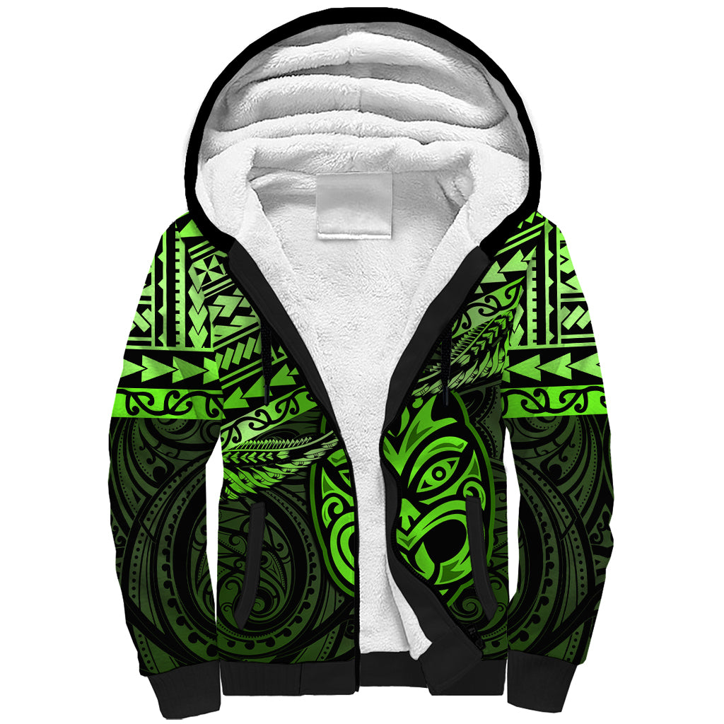 Personalised Matariki New Zealand Sherpa Hoodie Maori New Year Tiki Green Version LT14