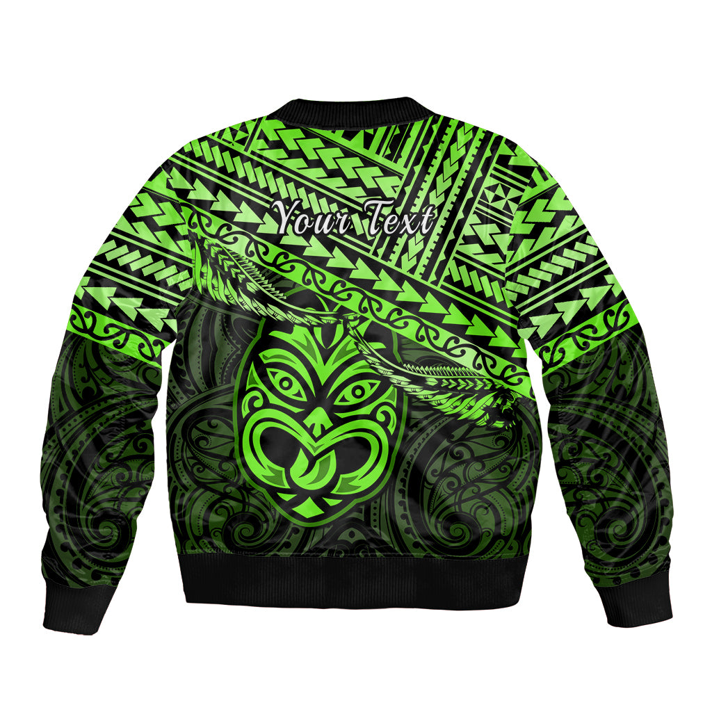 Personalised Matariki New Zealand Sleeve Zip Bomber Jacket Maori New Year Tiki Green Version LT14 - Polynesian Pride