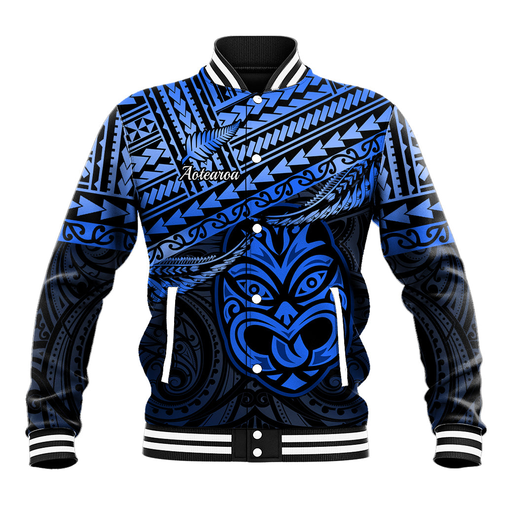 Matariki New Zealand Baseball Jacket Maori New Year Tiki Blue Version LT14 Unisex Blue - Polynesian Pride