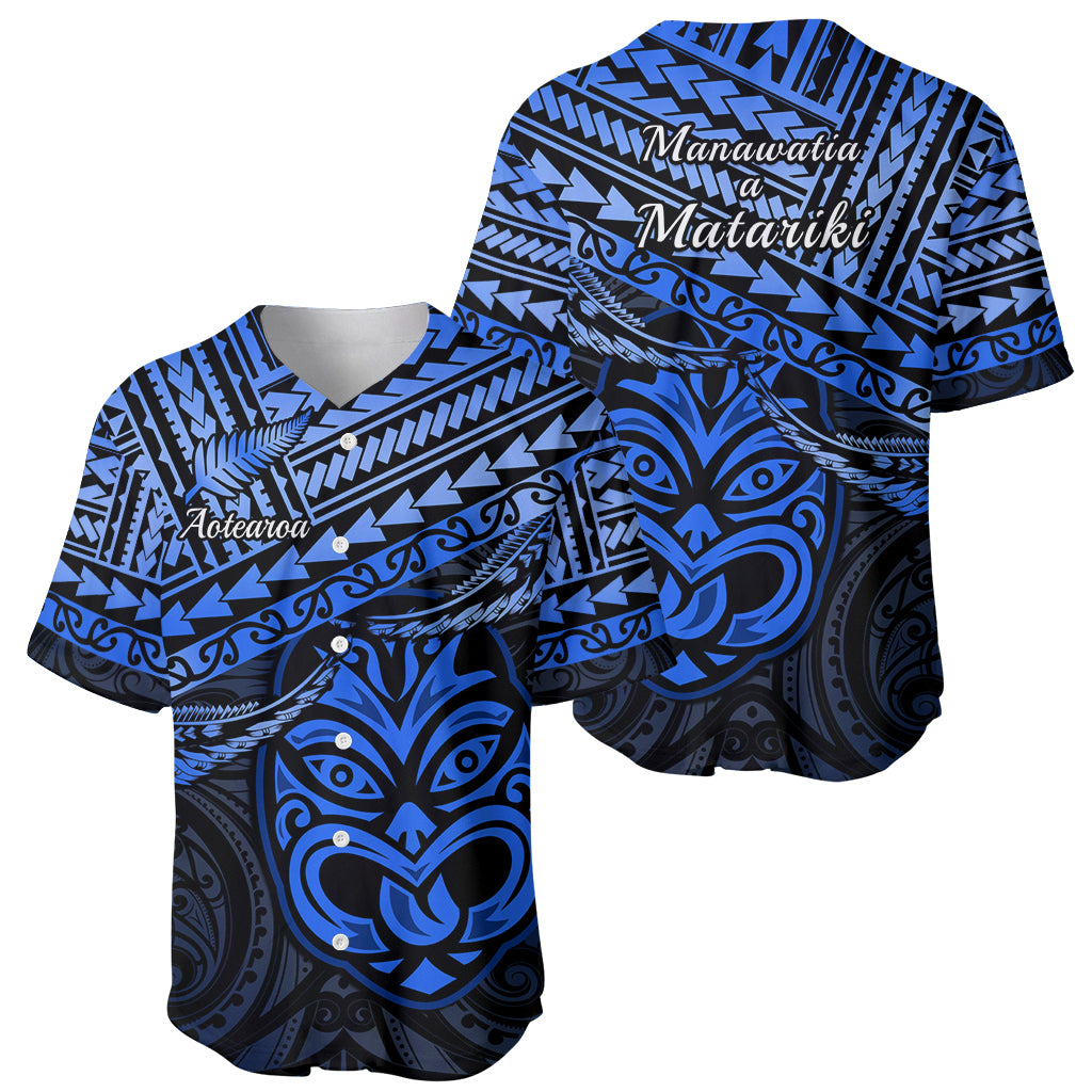 Matariki New Zealand Baseball Jersey Maori New Year Tiki Blue Version LT14 - Polynesian Pride
