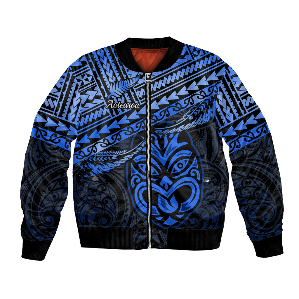 Matariki New Zealand Bomber Jacket Maori New Year Tiki Blue Version LT14 Unisex Blue - Polynesian Pride