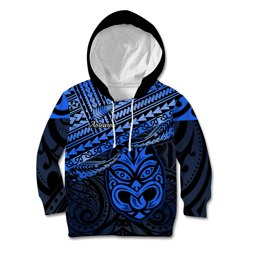 Matariki New Zealand Kid Hoodie Maori New Year Tiki Blue Version LT14 Hoodie Blue - Polynesian Pride